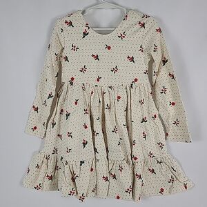 hanna andersson Girl Long Sleeve Knit Skater Dress Rows Of Tulips Size 4